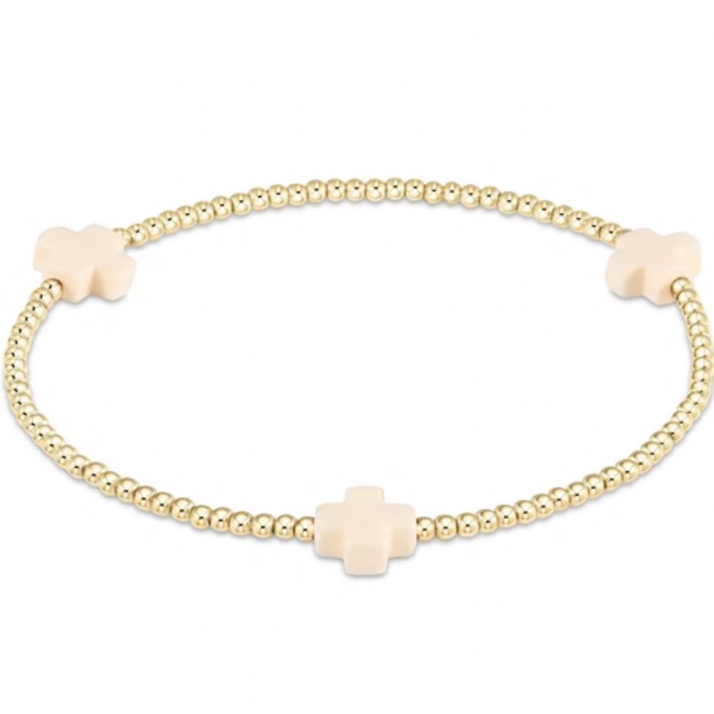 Enewton Gold Beaded Bracelet with Cream Cross Accents